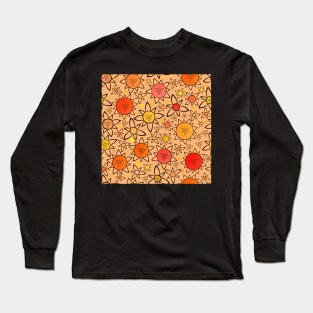 Flower Suns Warm on Pale Orange Repeat 5748 Long Sleeve T-Shirt